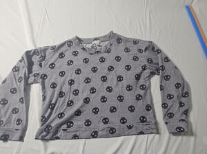 Skulls Womens Goth Grunge Skulls Y2K Gray Pullover by Better Together